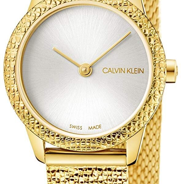 Calvin Klein Gold 'Minimal' Analogue Mesh Bracelet Watch K3M23V26