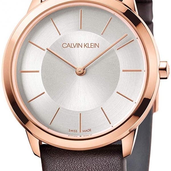 Calvin Klein Brown 'Minimal' Analogue Leather Strap Watch K3M226G6