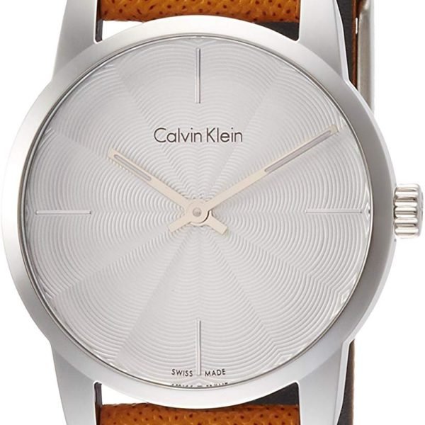 Calvin Klein Womens City Silver Watch with Leather Strap K2G231G6