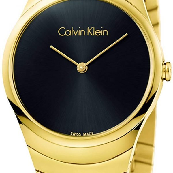 Calvin Klein Womens Whirl Black Dial Ladies Gold-tone Bracelet Watch K8A23541