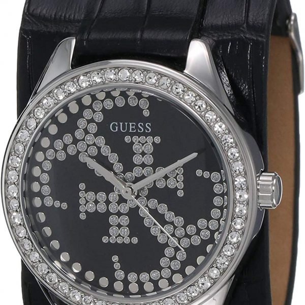 GUESS Women's Heartbreaker Black Leather Band Case Quartz Watch W1140L1