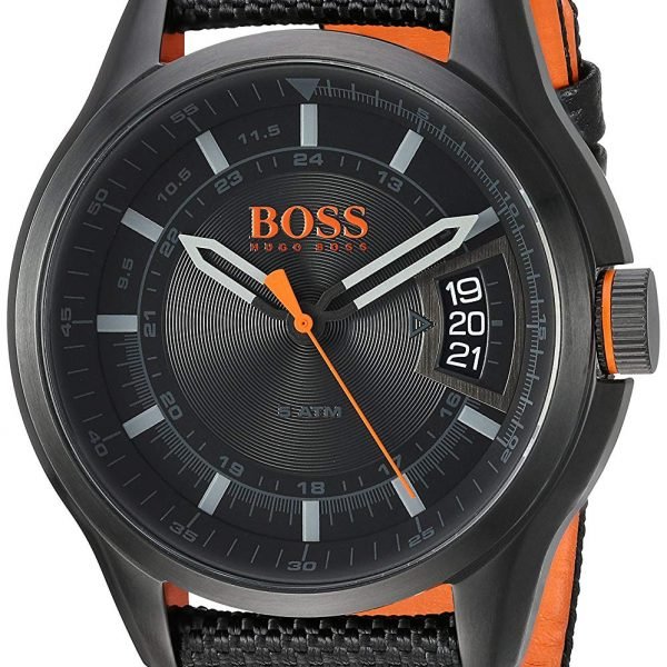 Mens Hugo Boss Hong Kong Black Nylon Strap Watch 1550003