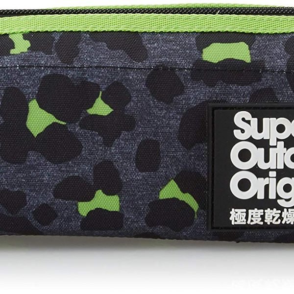 Superdry Montana Fold Pencil Case, Green, Dark Marl Lime
