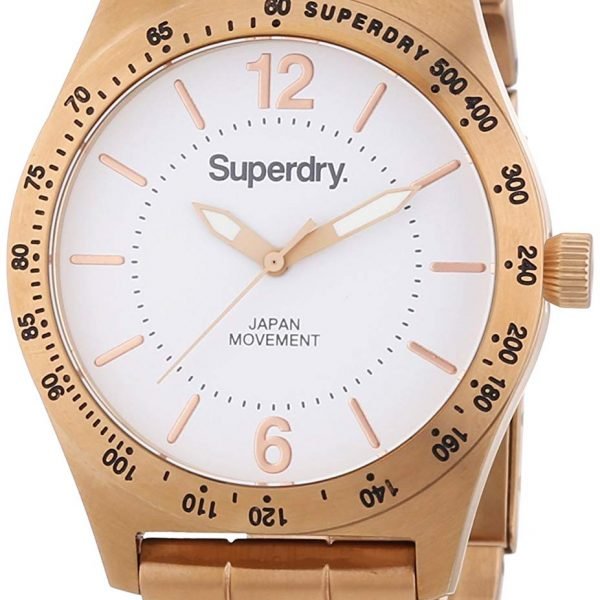 Superdry SYL124RGM-Womens Watch Analogue Quartz White Dial Steel Bracelet-Pink