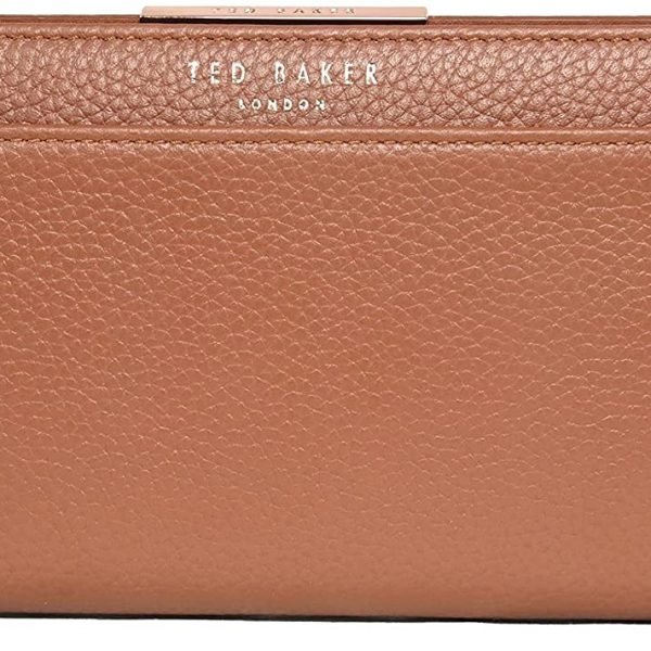 Ted Baker Jjader Sunken Zip Leather Matinee Purse Wallet in Dark Tan