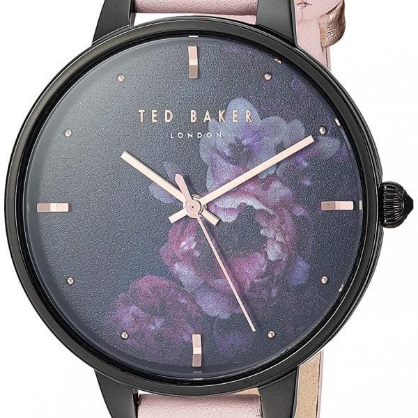 Ted Baker Ladies Watch Black Floral Dial Pink Strap TE50005020