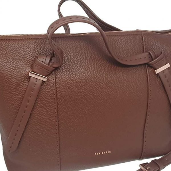 Ted Baker Oellie Knotted Handle Large Brown Leather Tote Bag