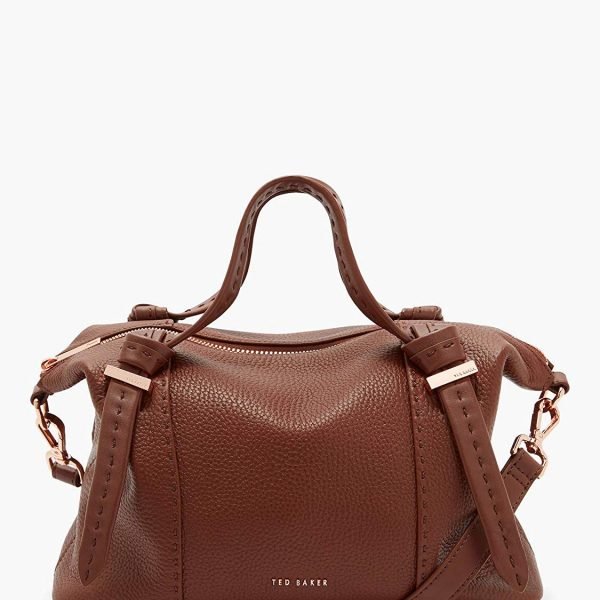 Ted Baker Olmia Knotted Handle Small Leather Tote Bag, Brownd